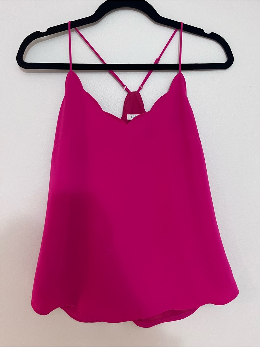 J. Crew Bright Fuchsia Scallop Cami with Racerback